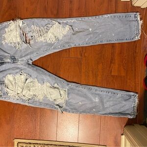 Distressed Blue Denim Jeans